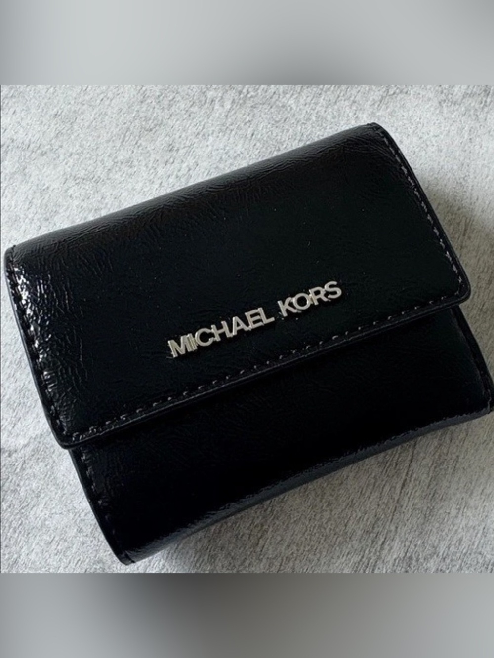 MICHAEL KORS Black Patent Leather Phone Wallet Case